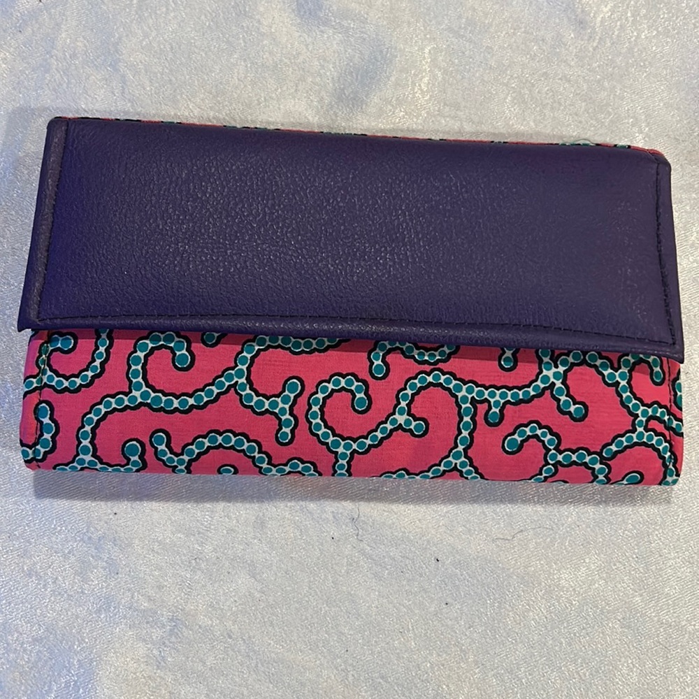 SR-Custom print and leather clutch